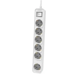 Philips Regleta con 6 Tomas Schuko e Interruptor Blanco 1,5 m